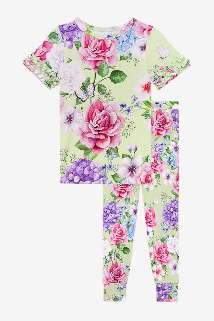 Georgina Basic Micro Ruffled Short Sleeve and Pants Pajama
