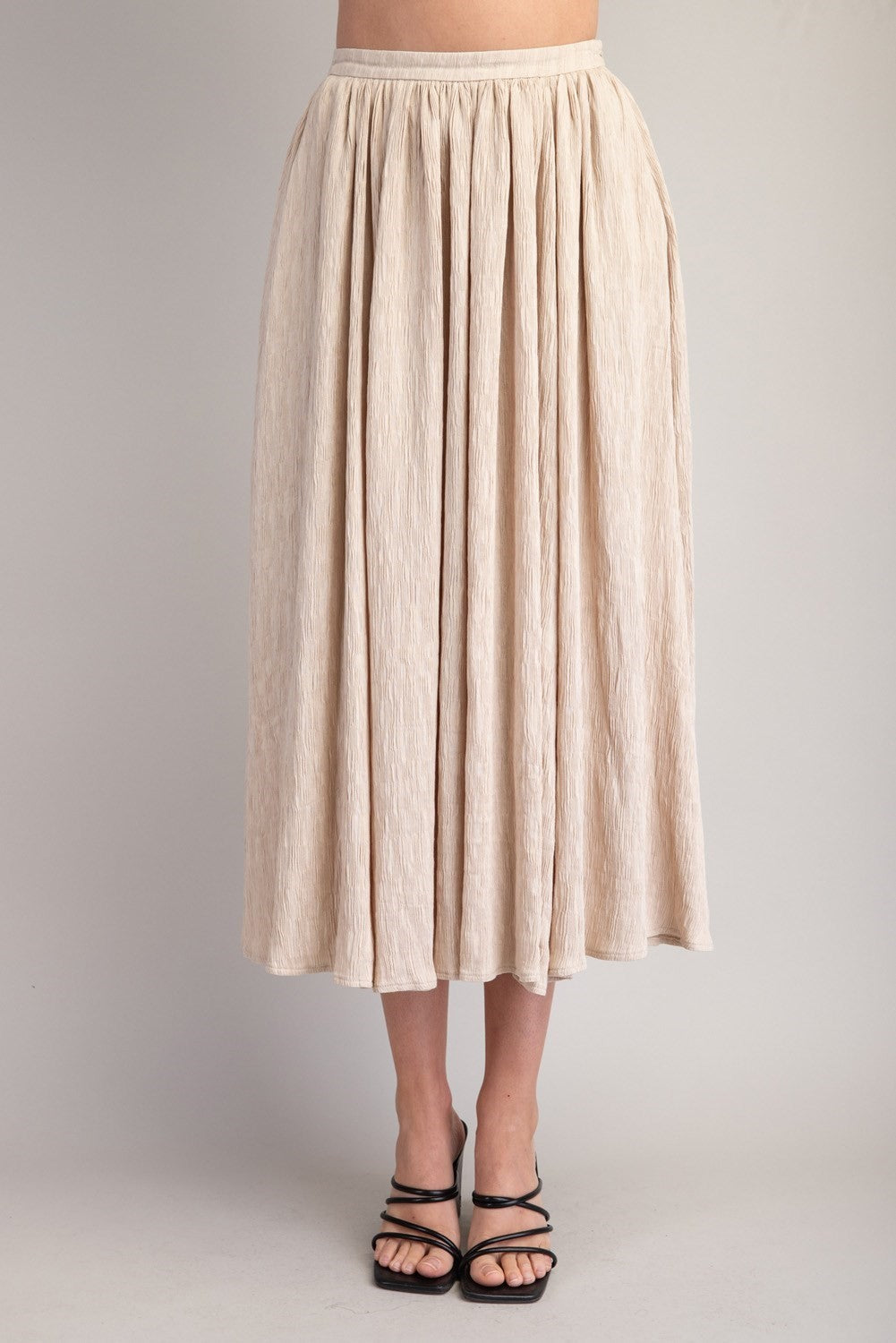 Ruffly Waist Midi Skirt