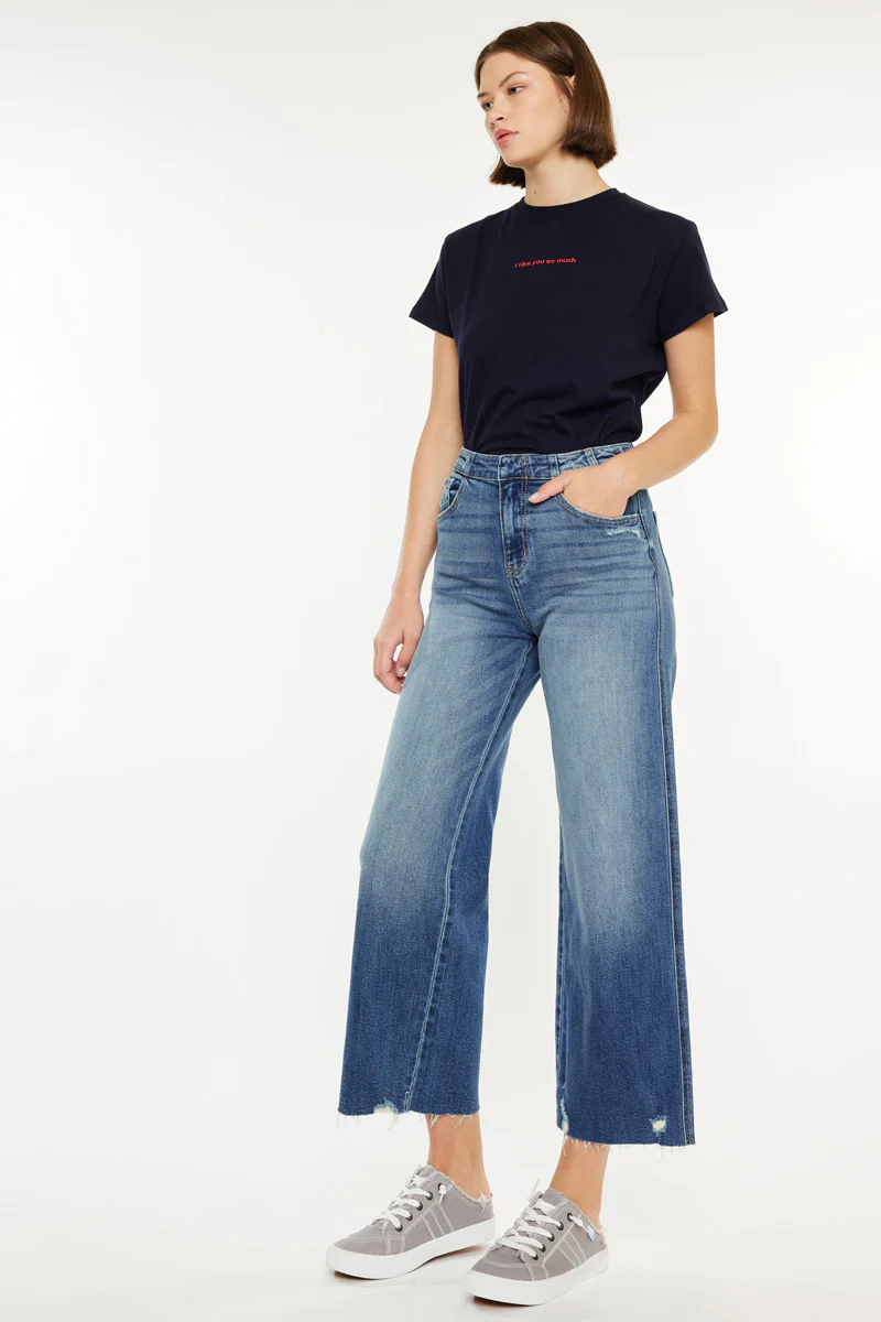 High Rise Cropped Wide Leg Jeans