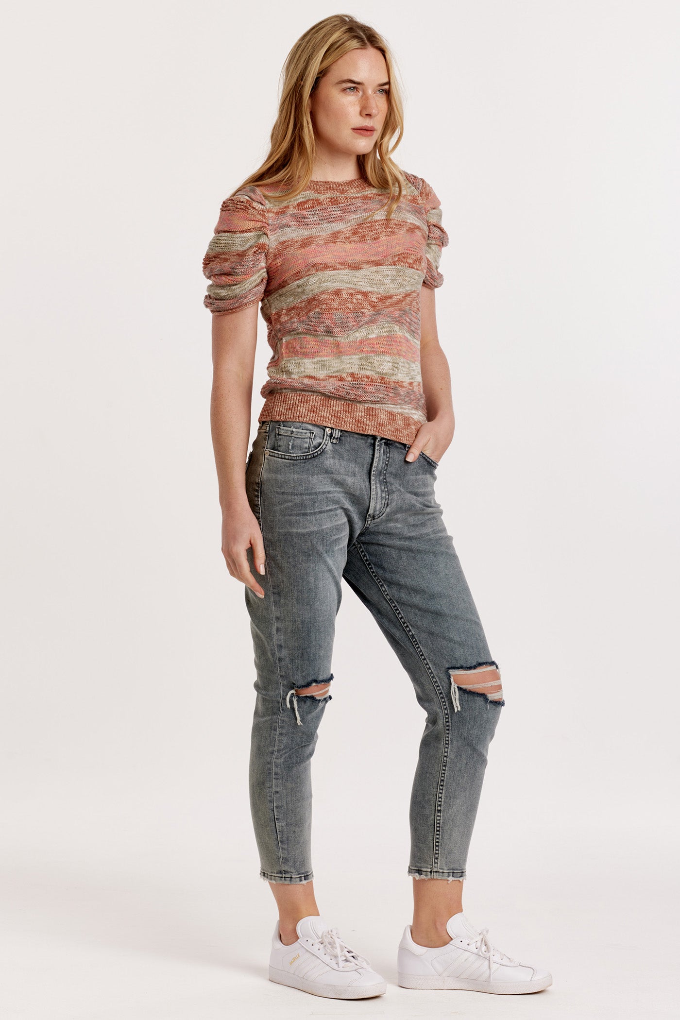 Nahla Puff Sleeve Sweater Terra Stripes