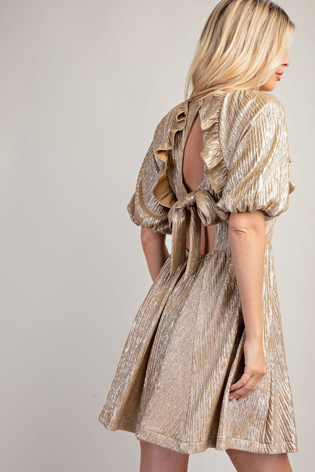 Puff Slv Lurex Dress