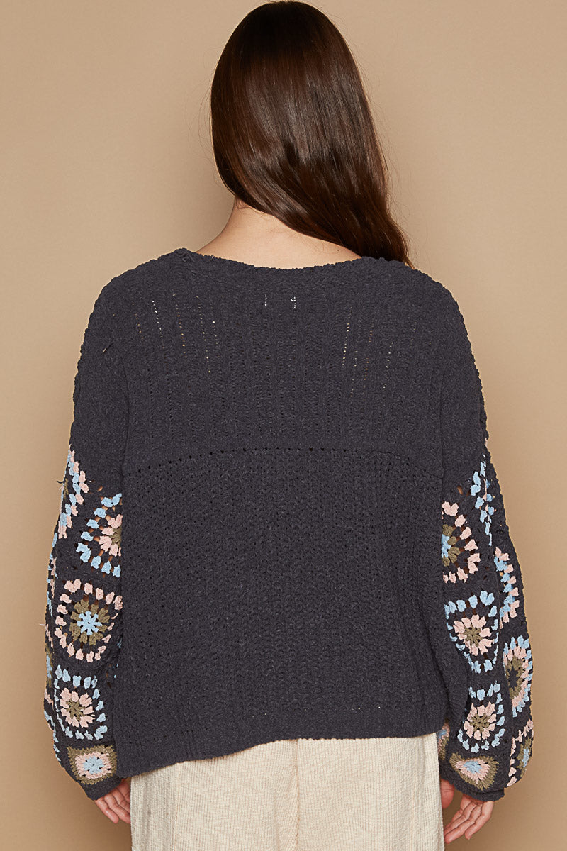 Crochet Sleeve Pullover