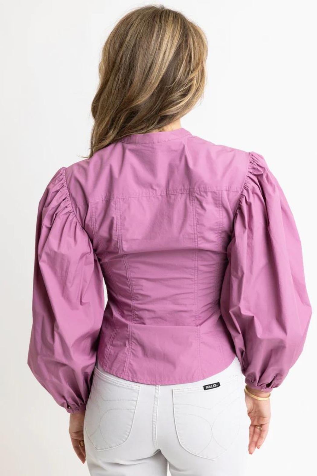 L/S Button Front Poplin Top