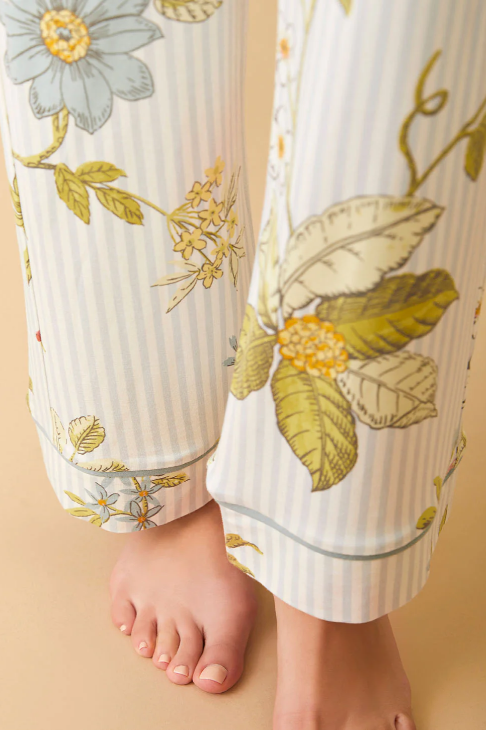 Pajama Pant Floral Vine Stripe