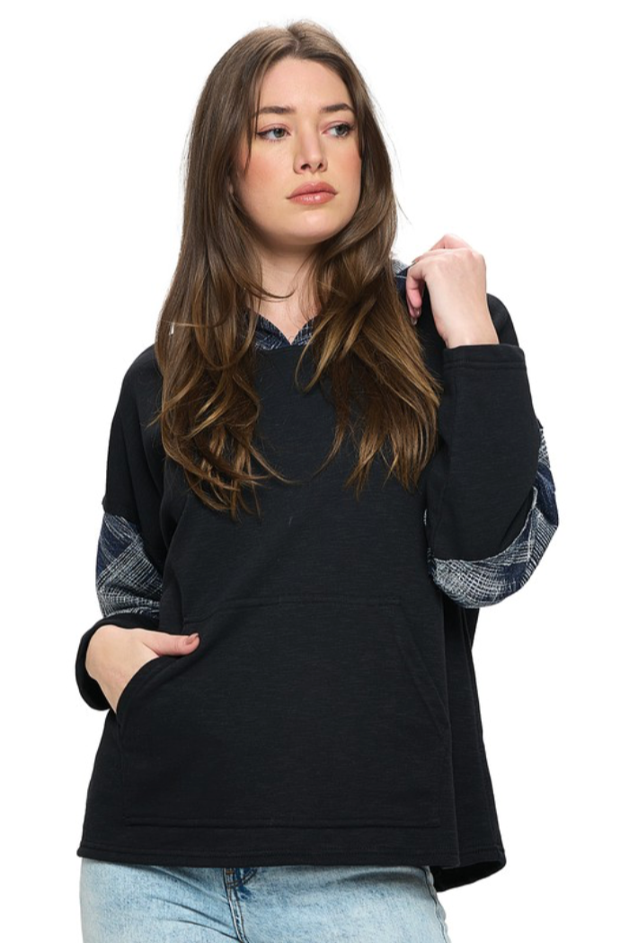 Plaid Color Block Hoodie