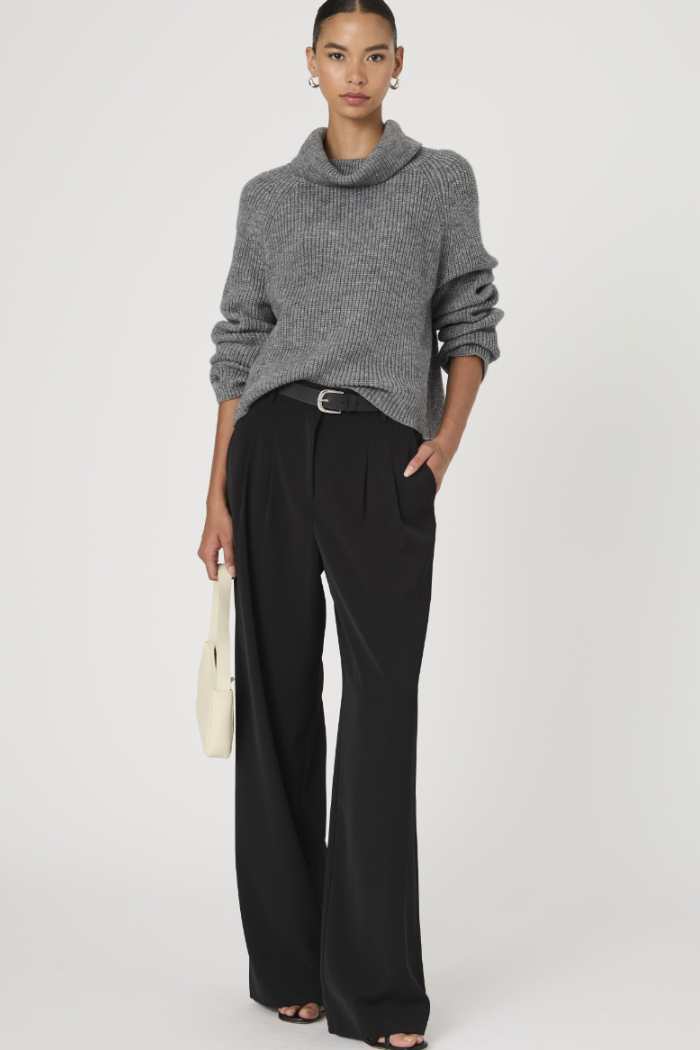 Mersai Long Sleeve Roll Neck Jumper - Stone Grey Mel