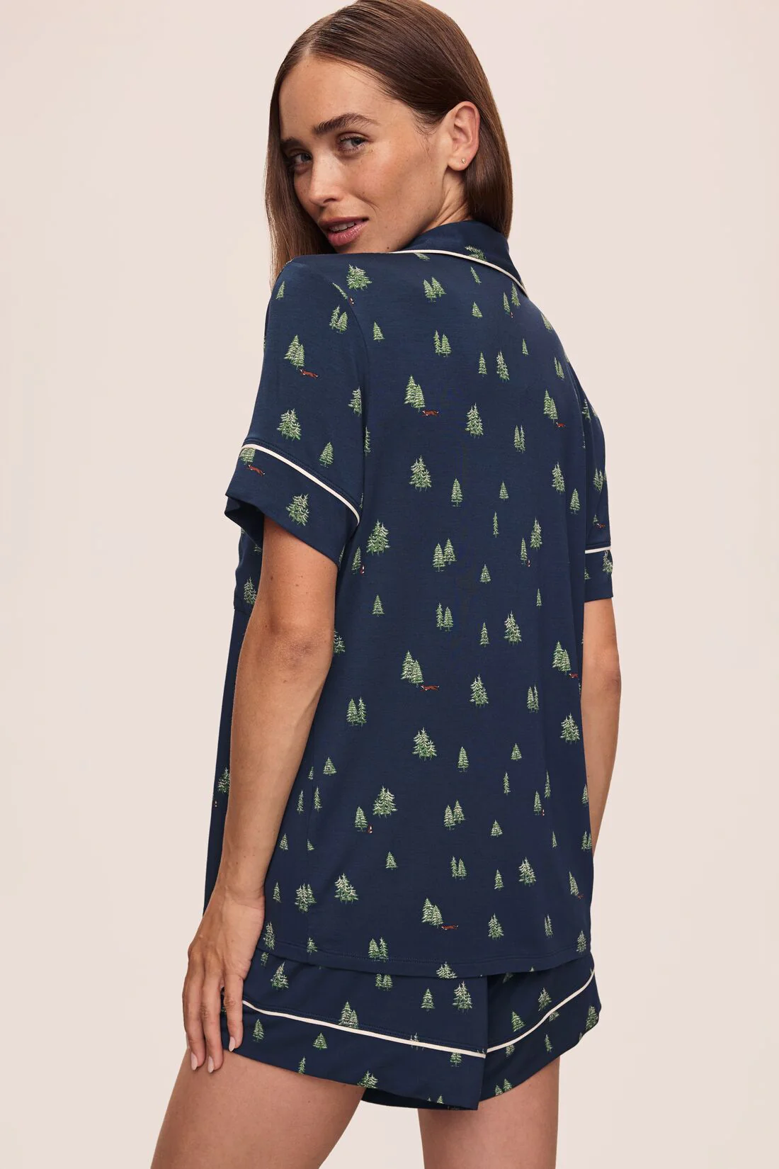 Gisele Printed TENCEL™ Modal Relaxed Short PJ Set Woodland Pine Relaxed Fit