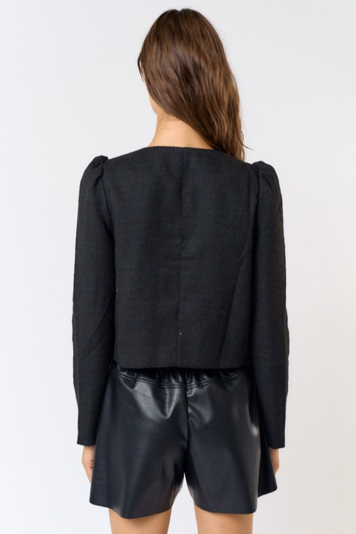 Rhinestone Bow Tweed Top