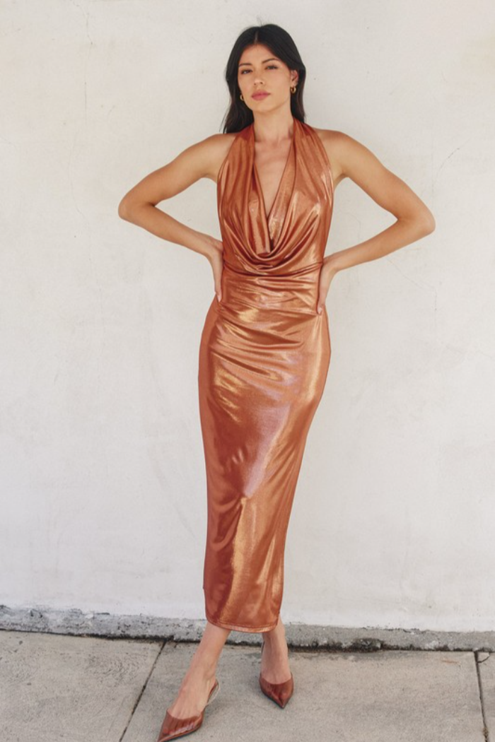 Cowl Neck Twist Back Dress