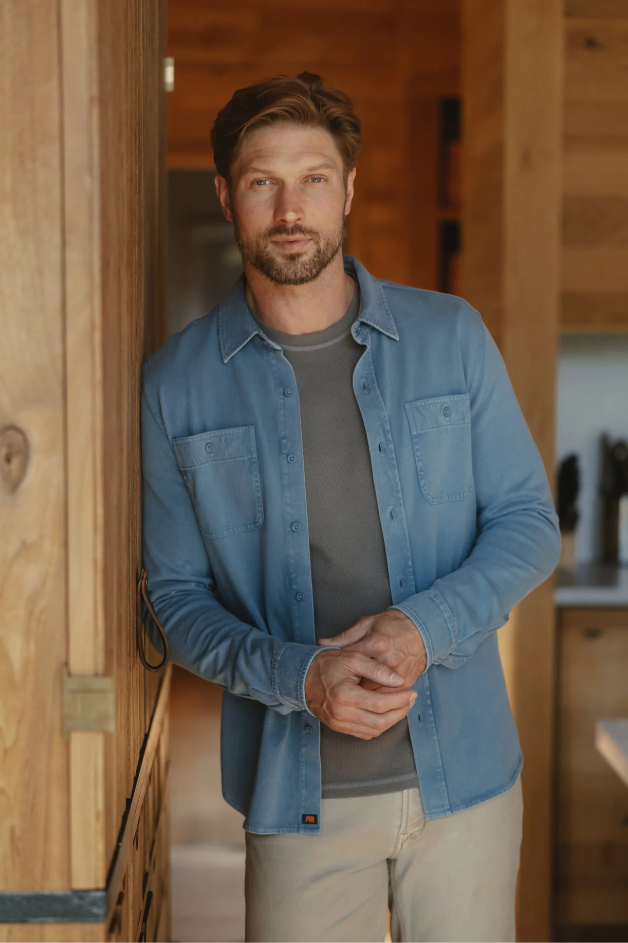 Lennox Jersey Button Up - Slate Blue