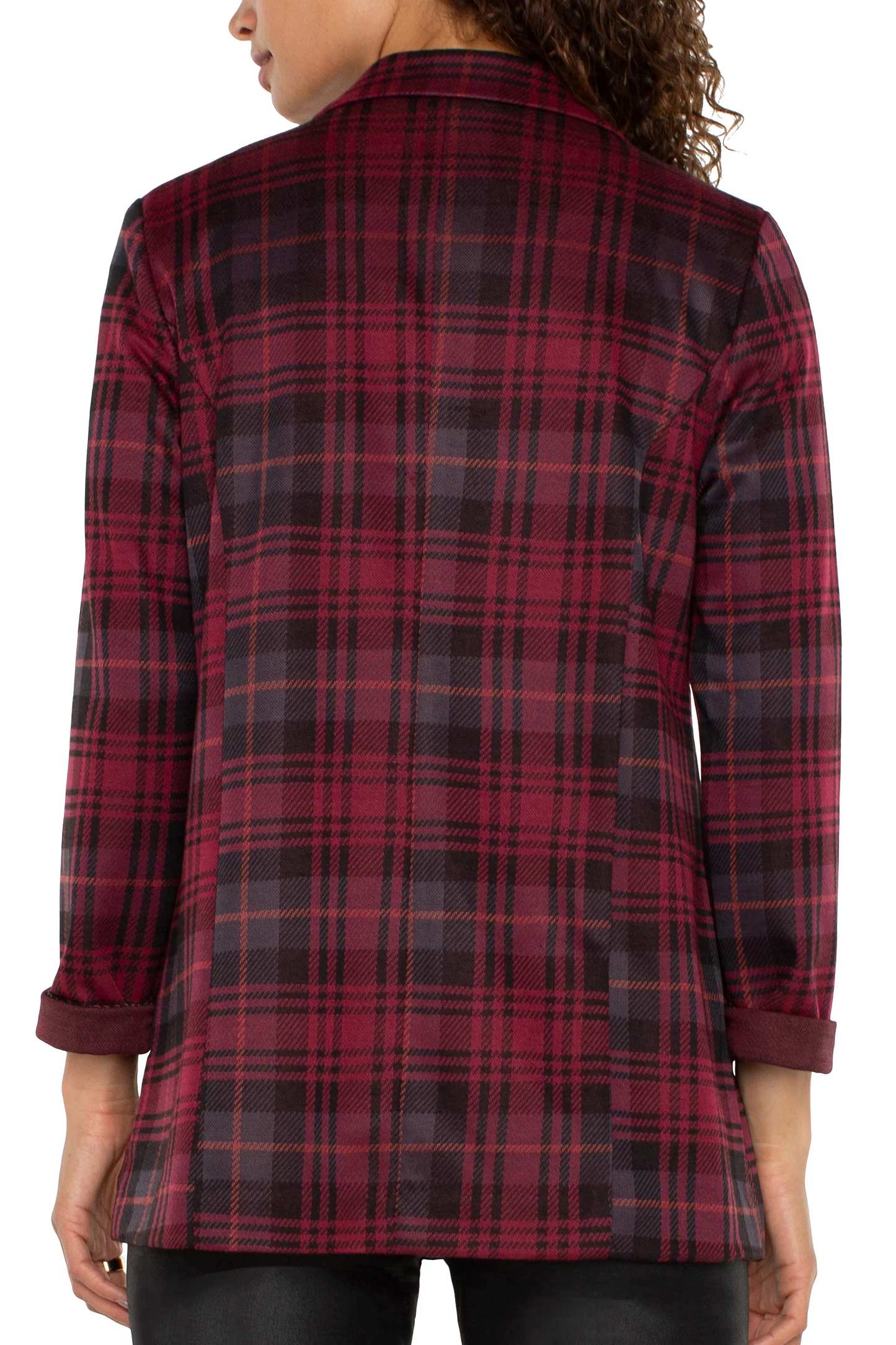 Boyfriend Blazer - Blackberry tartan plaid