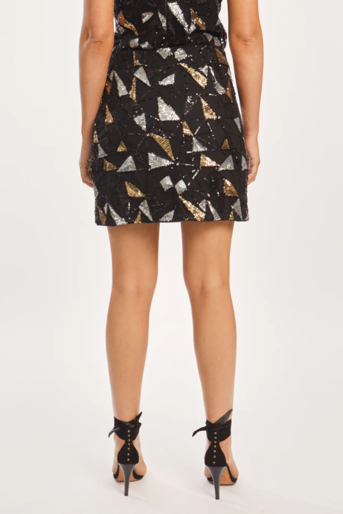 Lanita Precious Metal Geo Sequin Skirt