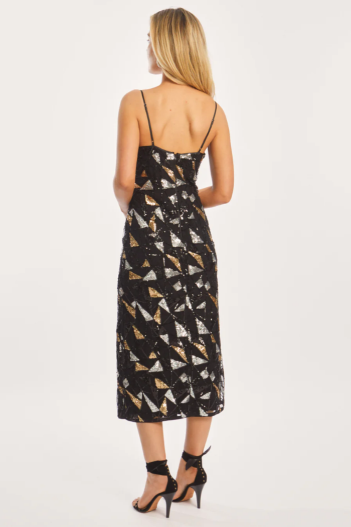 Carolta Precious Metal Geo Sequin Dress