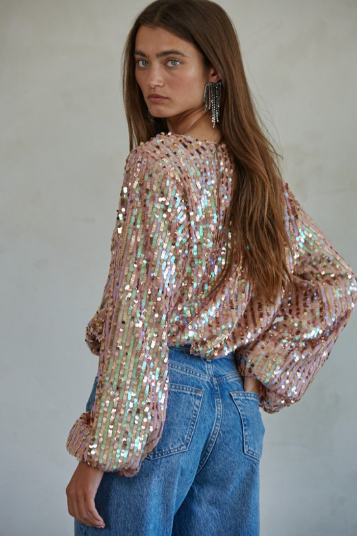 L/S Sequin Crop Top