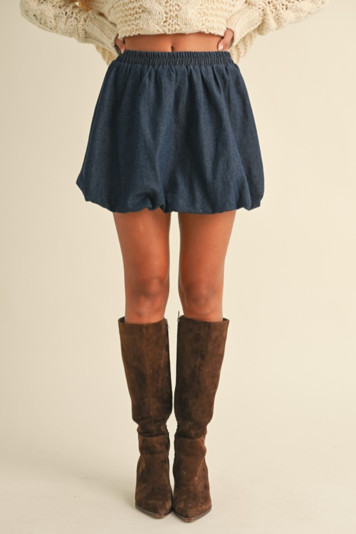 Balloon Denim Mini Skirt