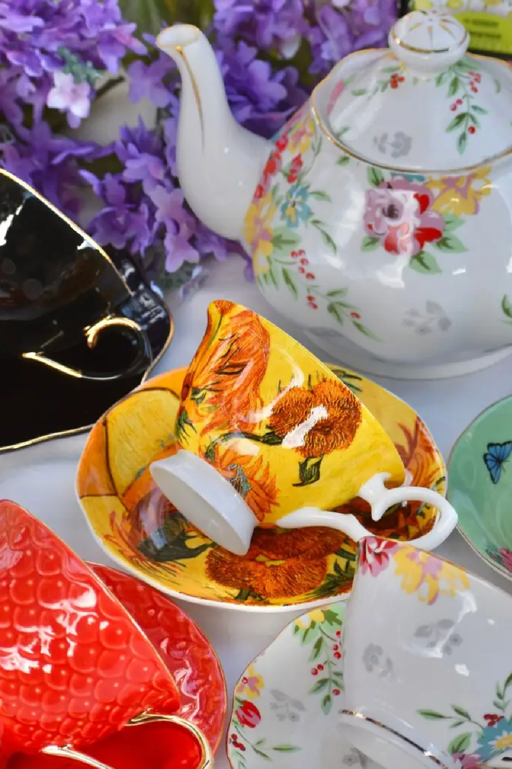 Fiesta Mismatched Teacup & Saucer