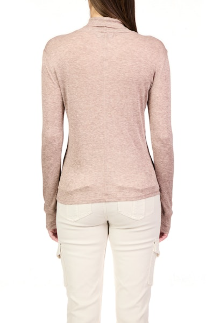 Exposed Seams Mock Neck - Heather Feather