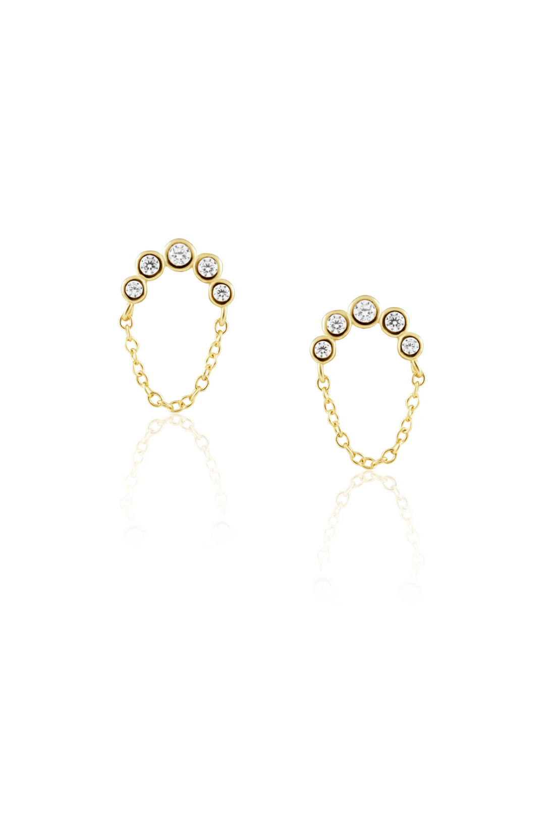 Crescent Chain Stud Earrings
