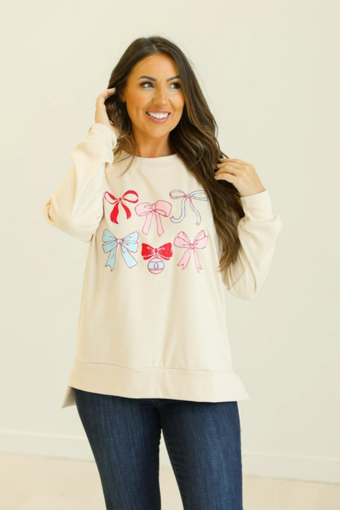 Bows Graphic Micro-Fleece Sweatshirt