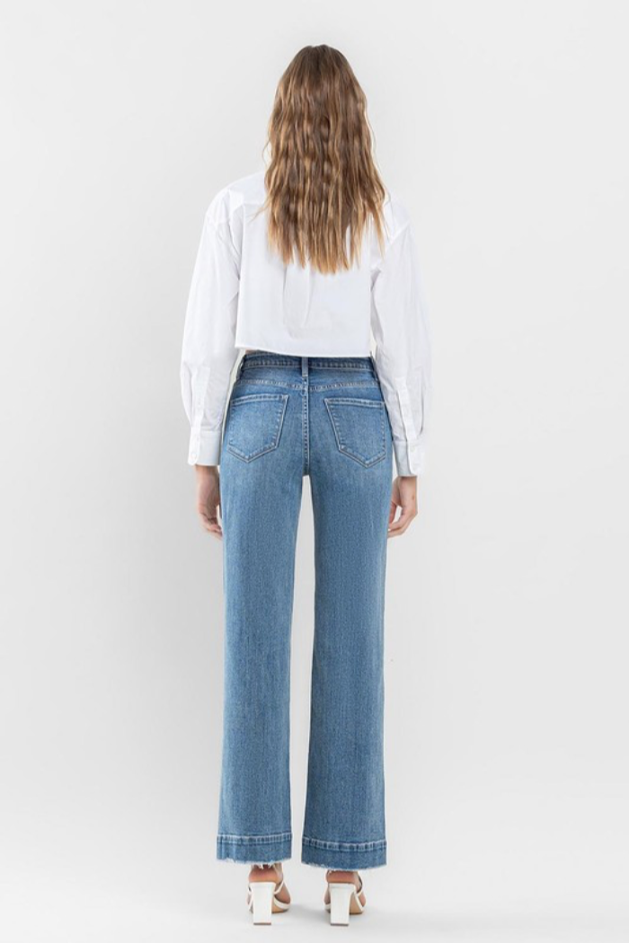 High Rise Trouser Hem Jeans