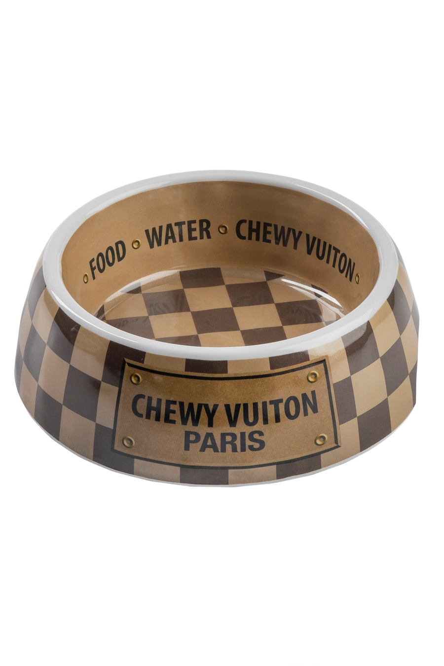 Checker Chewy Vuiton Single Bowl Medium