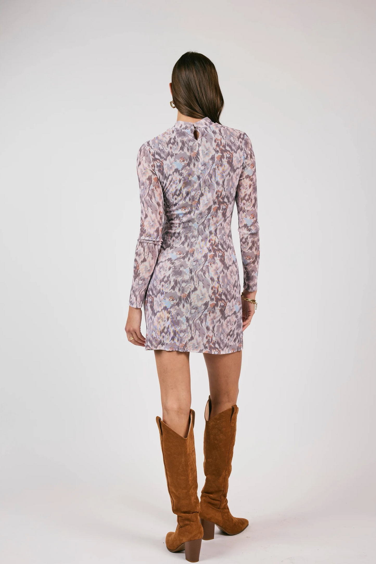 Renewed Mesh Mock Neck Mini Dress
