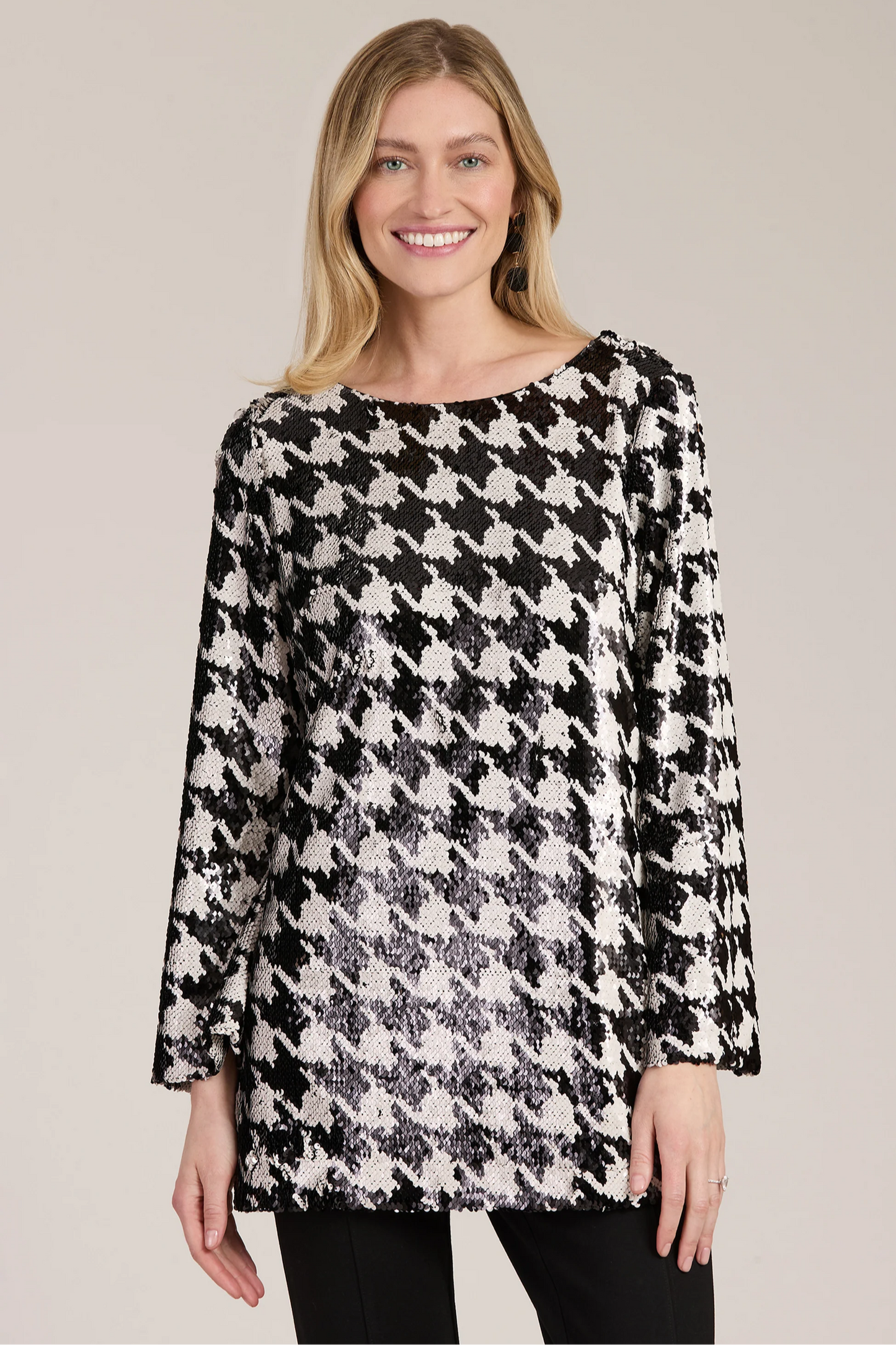 Sandra Sequin Houndstooth Tunic