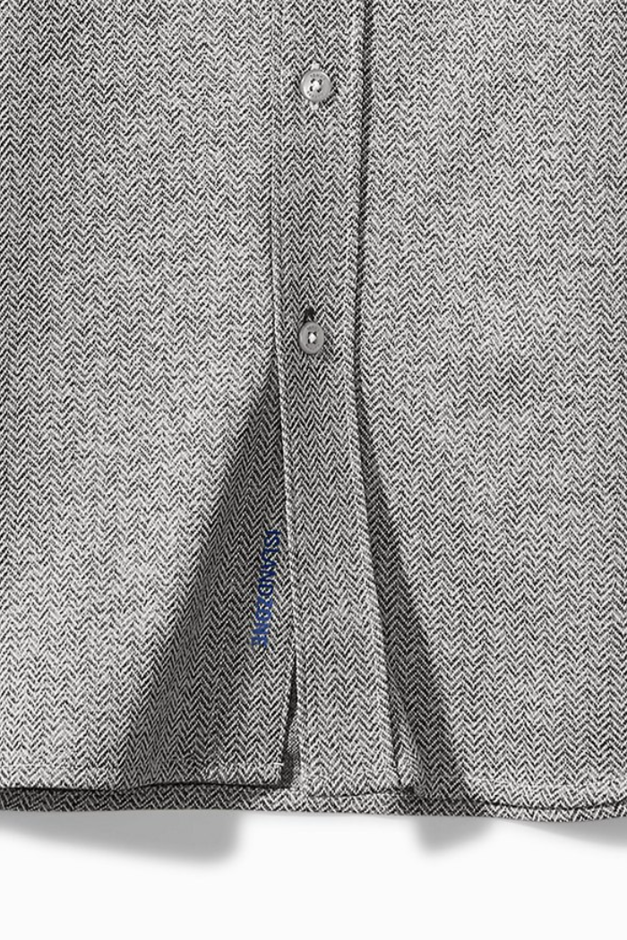 San Lucio Pattern Knit Stretch Shirt- Fog Grey