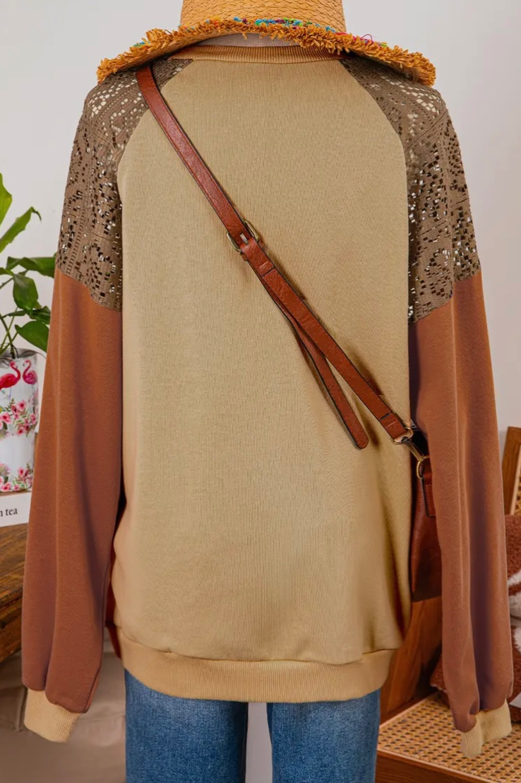 Lace Colorblock Sweatshirt