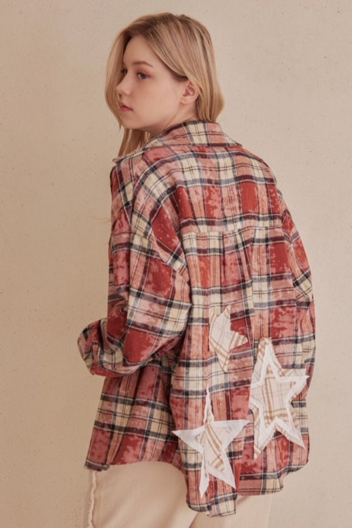 Oversized Star Plaid Top