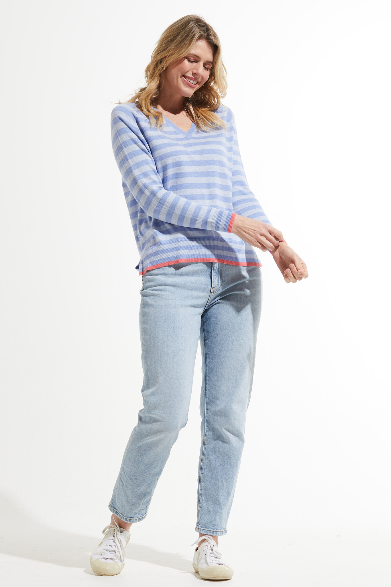 Zaket and Plover Stripe V Sweater