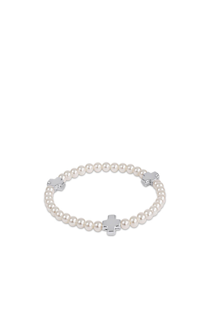Signature Cross Pearl 4MM Bead Bracelet