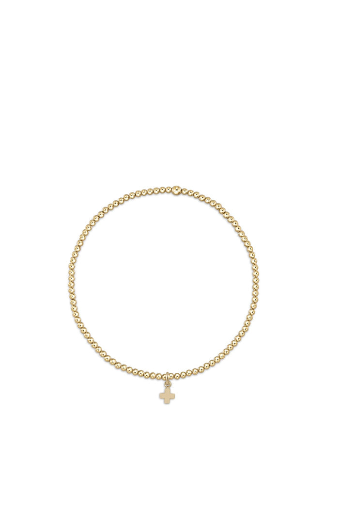 Classic Gold 2MM Signature Cross Small Charm Bracelet