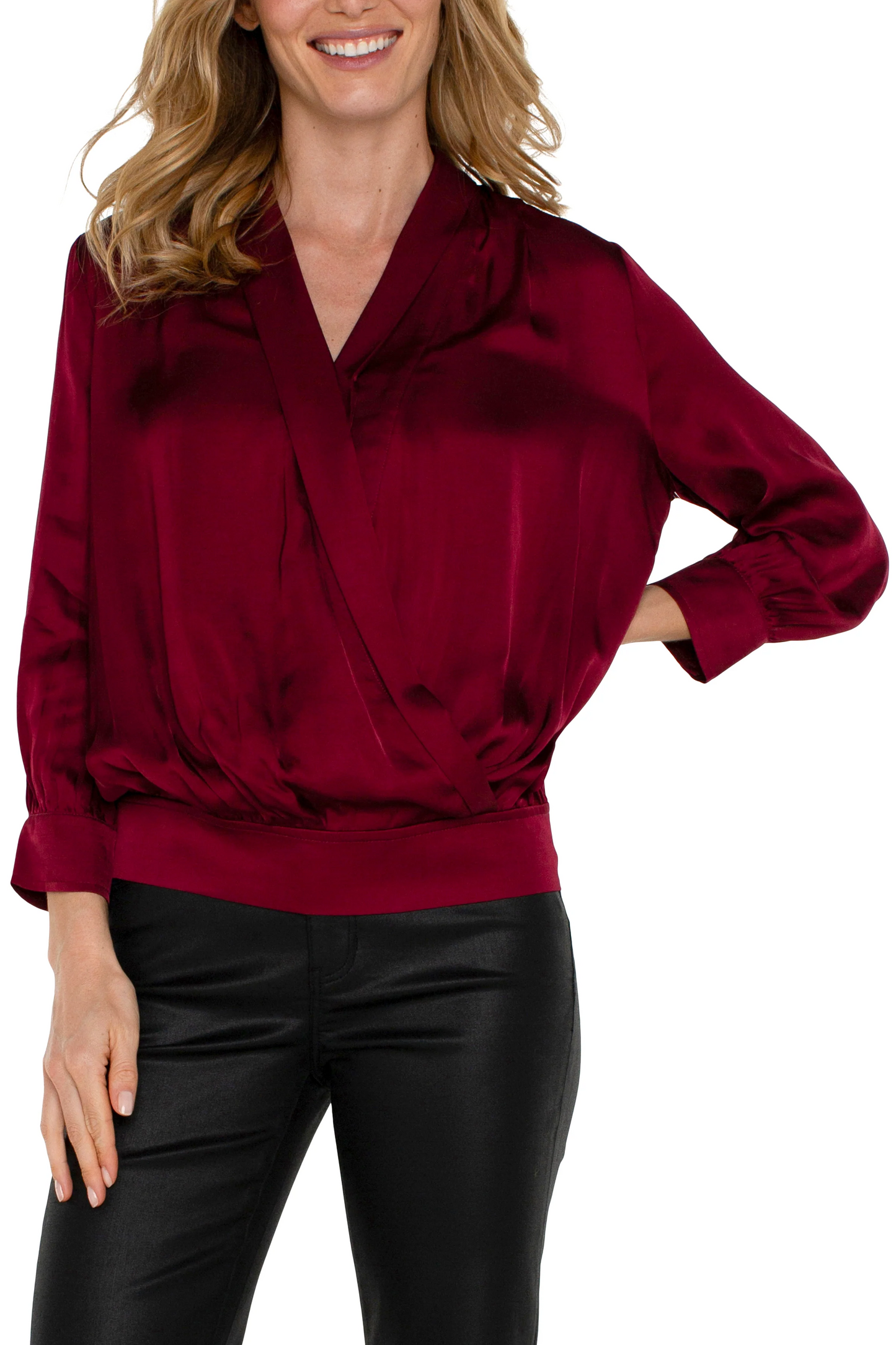 Shawl Wrap Front Bracelet Sleeve Blouse