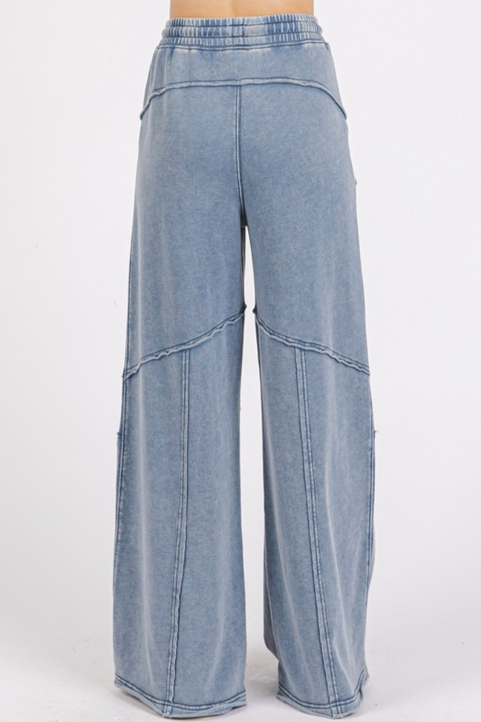 Mineral Washed Wide Leg Pants