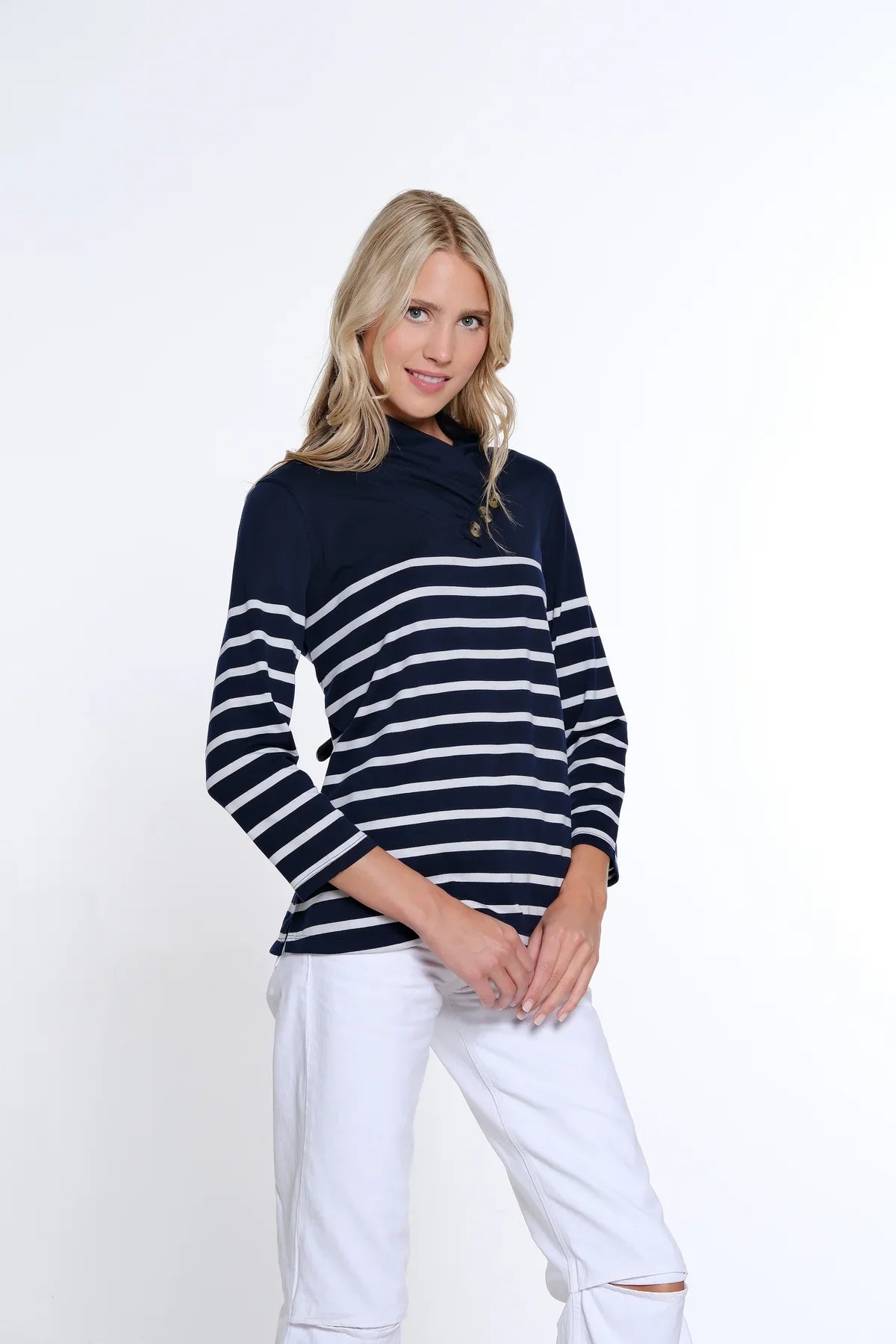 Shirred Collar Knit Top