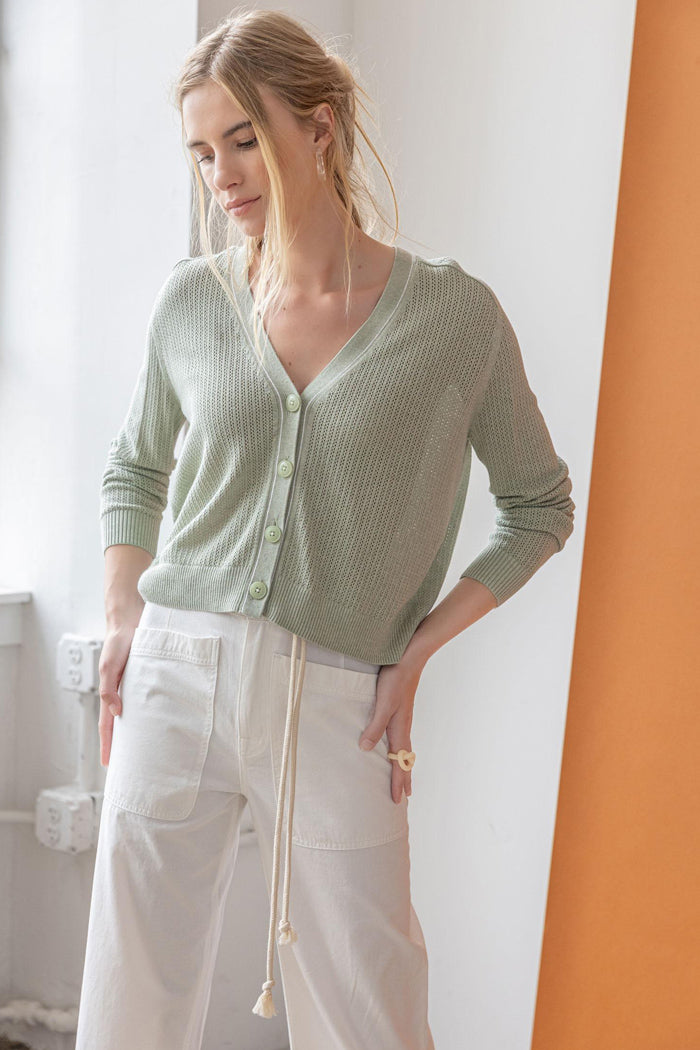 Saddle Sleeve V Neck Cardigan