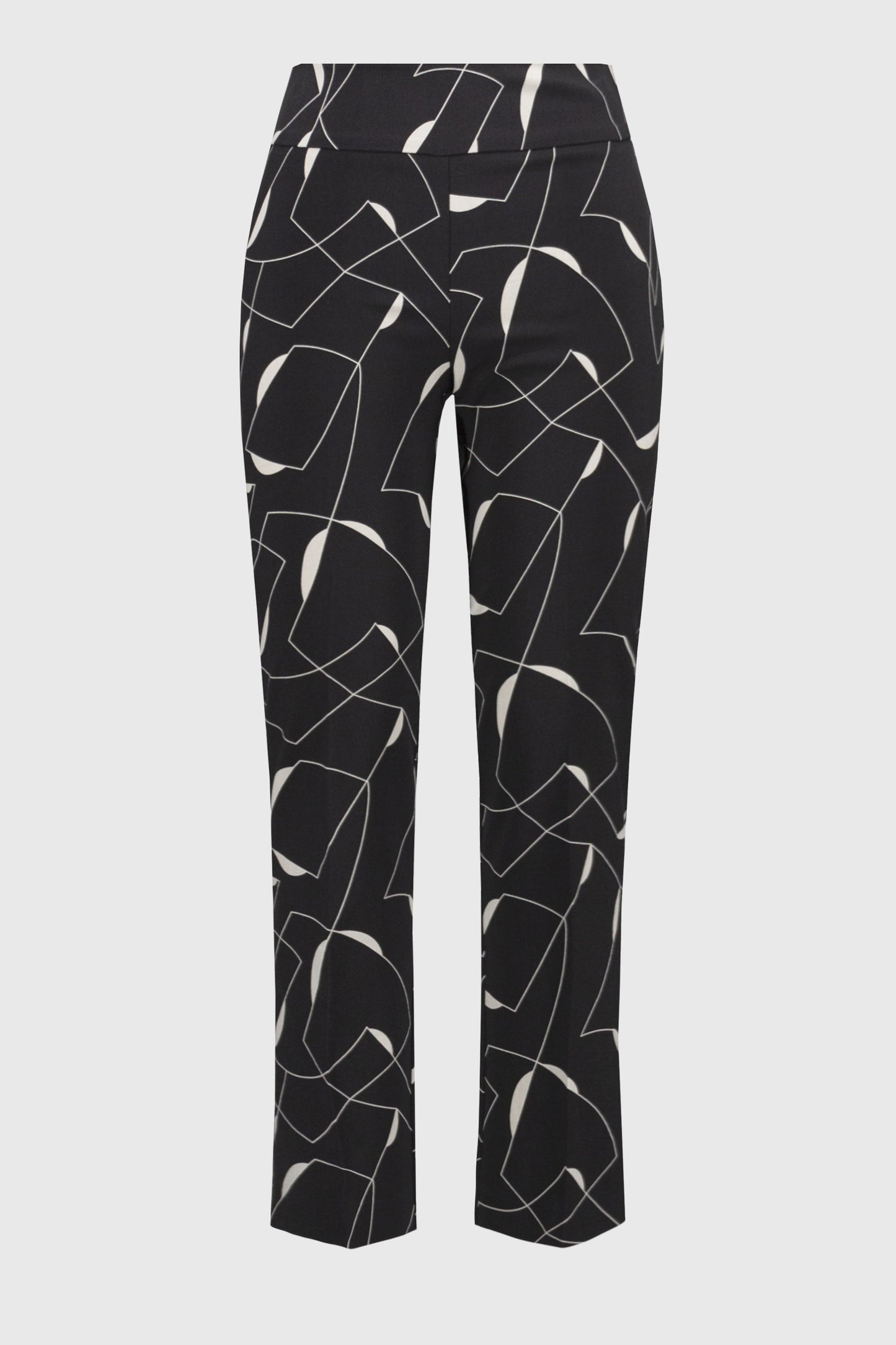 Millennium Geometric Print Straight Pants-Black/Moonstone