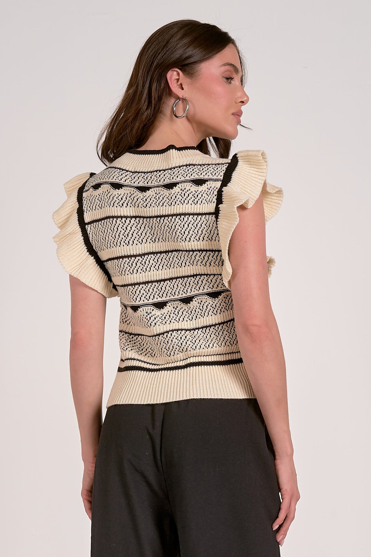 Stripe Ruffle Sleeve