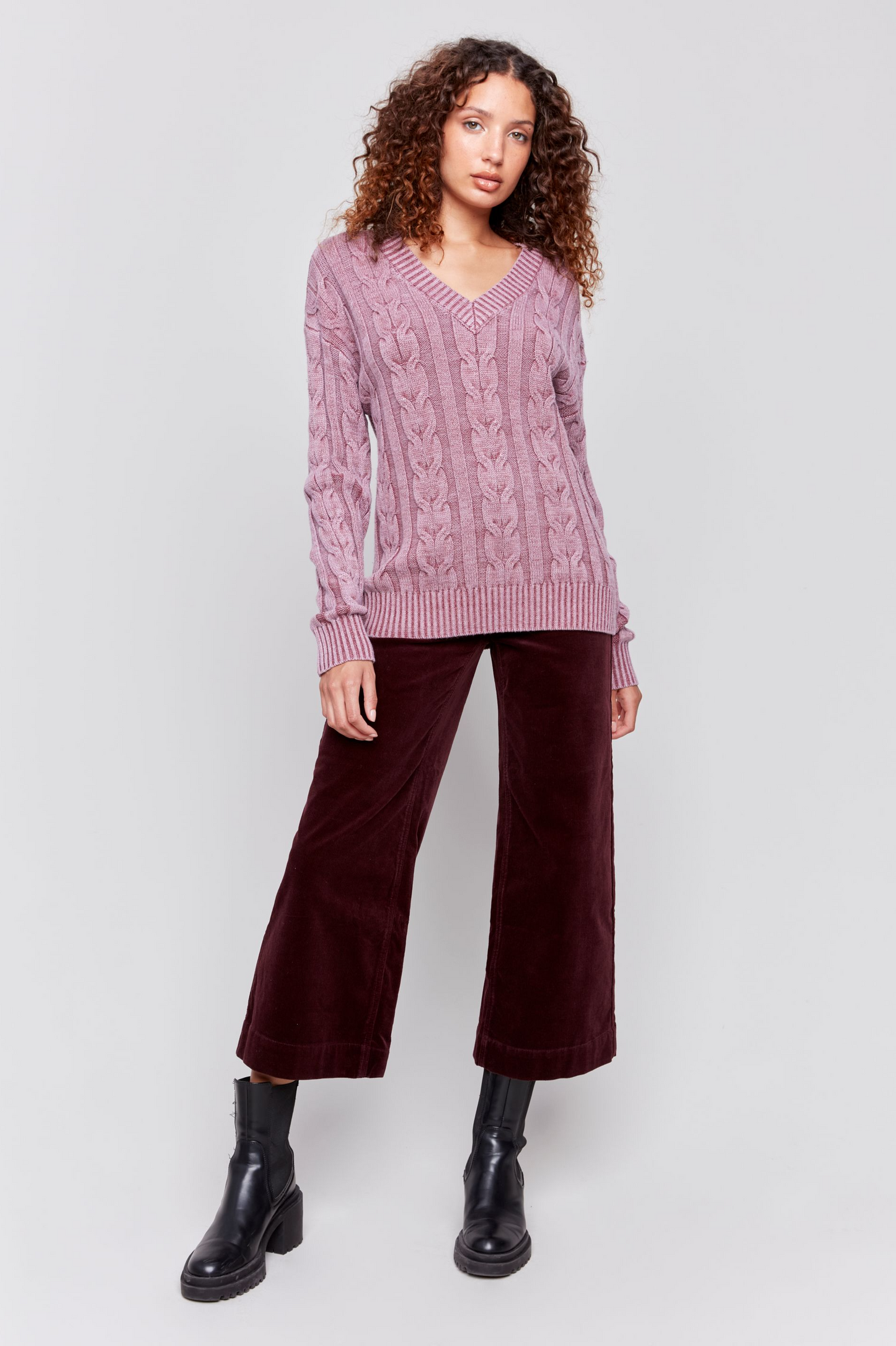 Charlie B Cabernet Cable Sweater