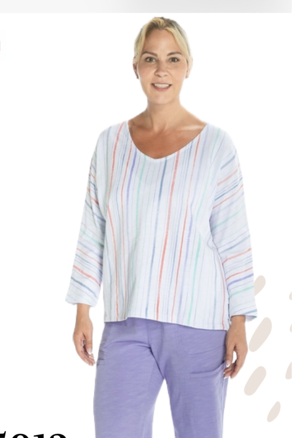 3/4 Sleeve V Neck Top