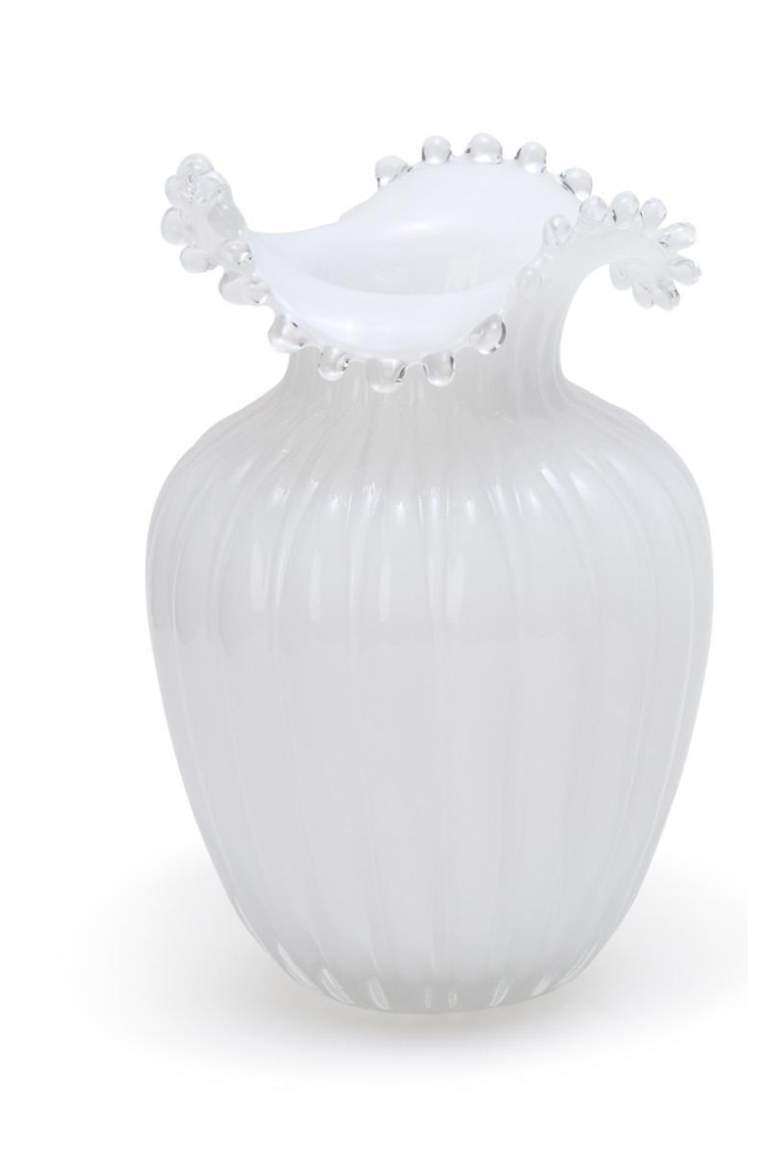 GLASS PEARL WHITE VASE -LARGE