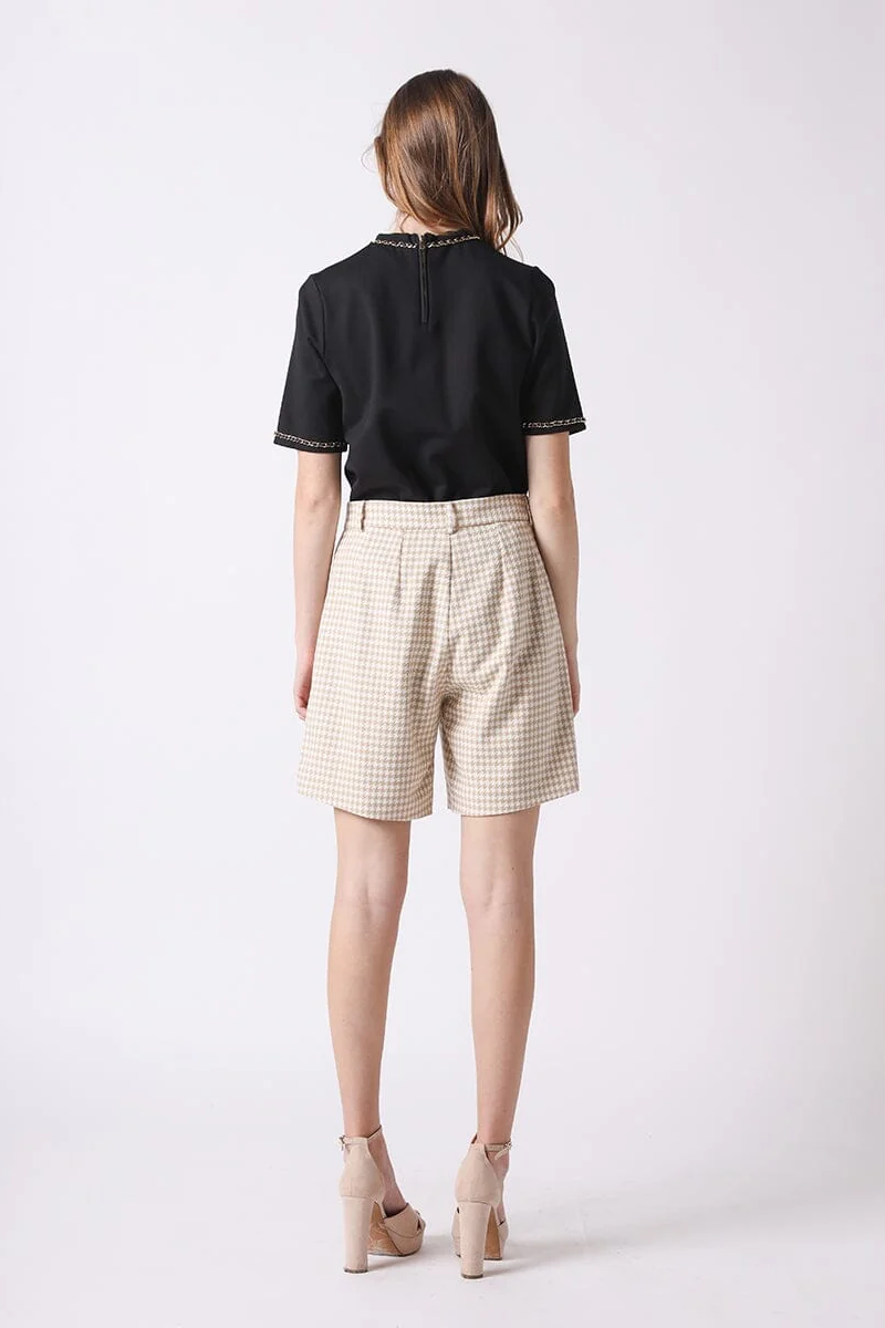 Houndstooth Pattern Half Length Short Pants