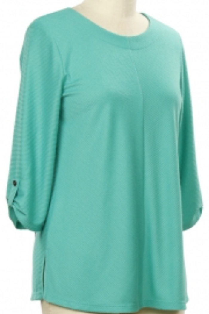 3/4 Sleeve Solid Bias Front Top