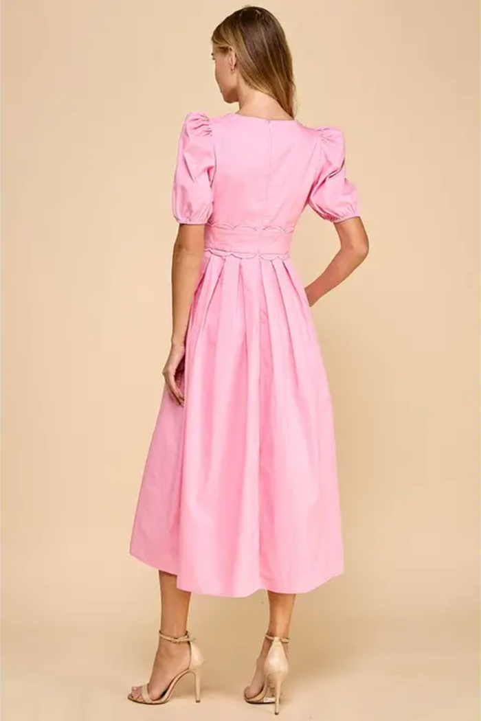 Scalloped Detail Midi Dress