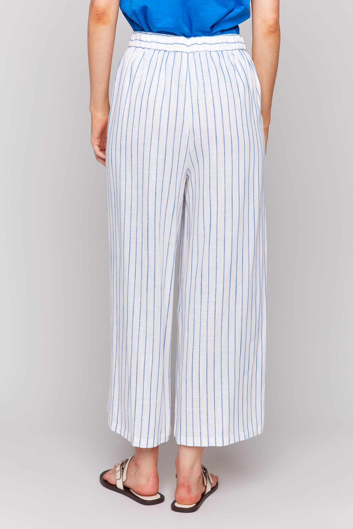Printed Stripe Cropped Linen Pant