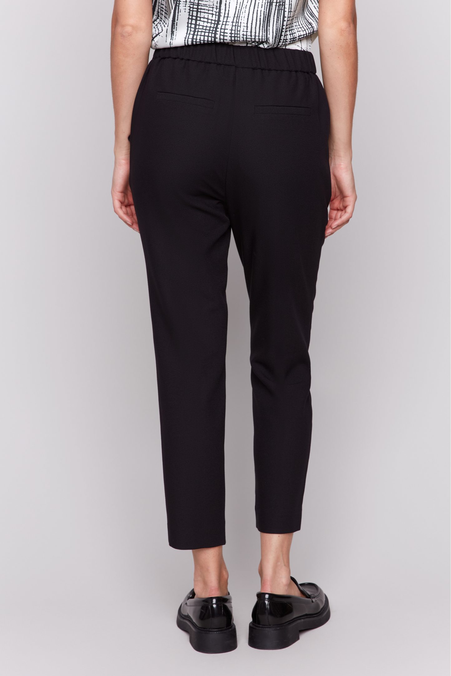 Crepe Pull On Cropped Pant with Pockets