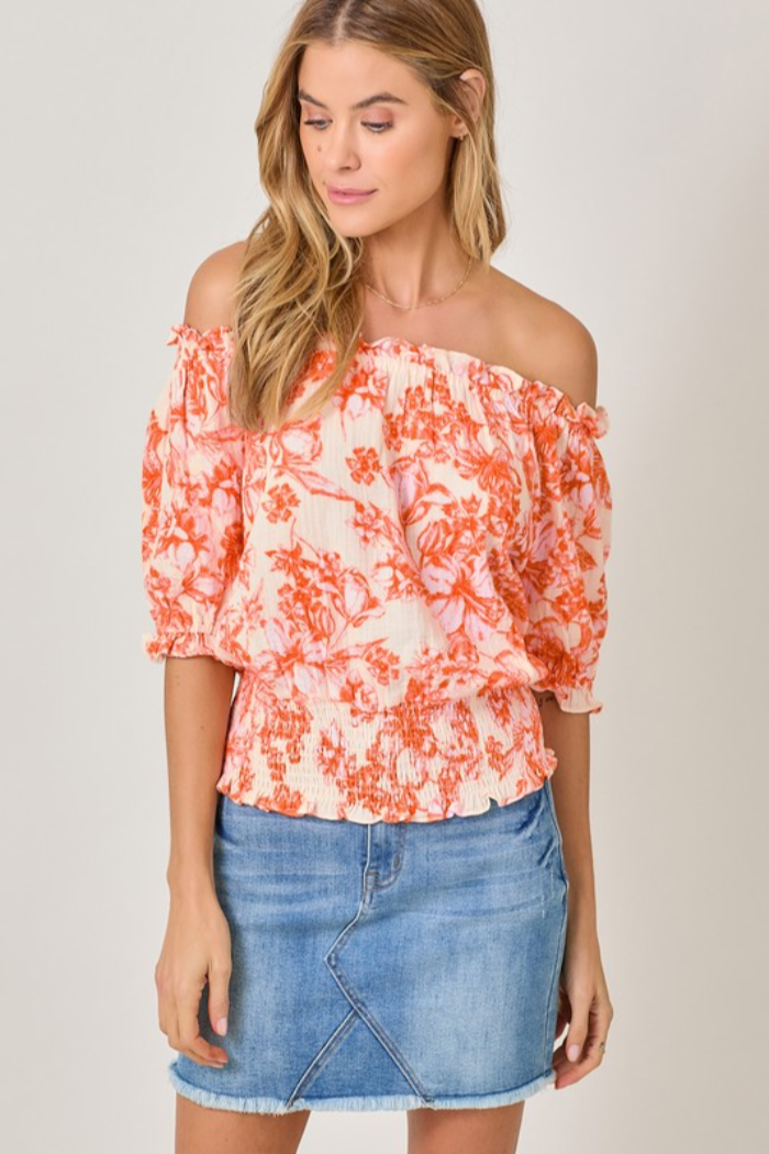 Floral Print Off Shoulder Top