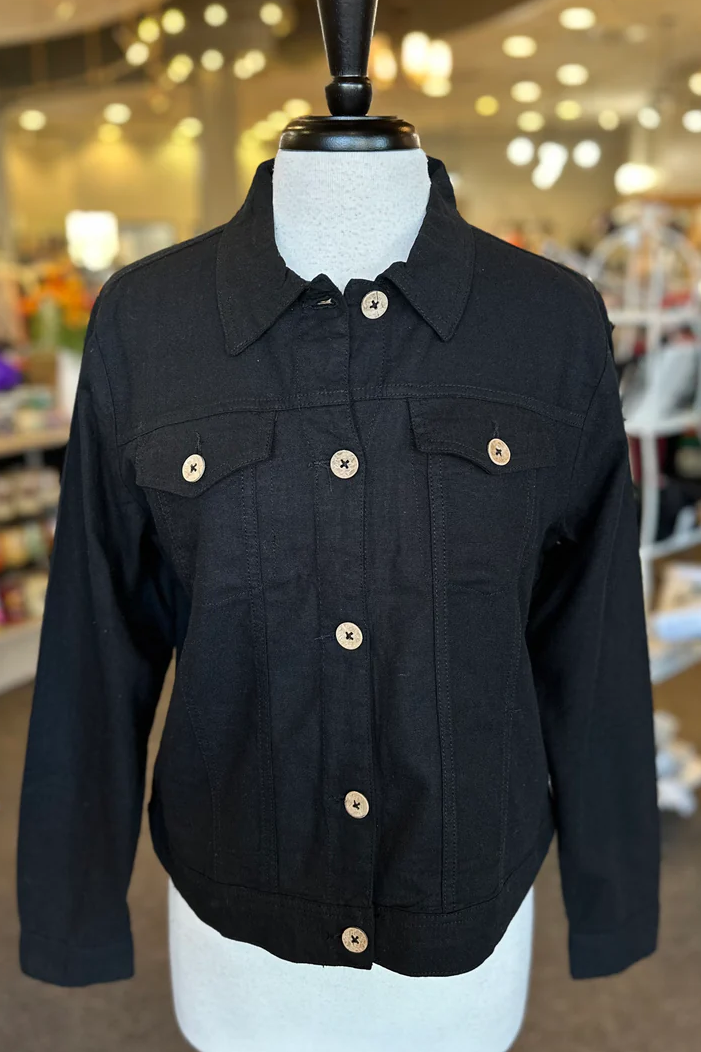 Linen Blend Button Up Jacket