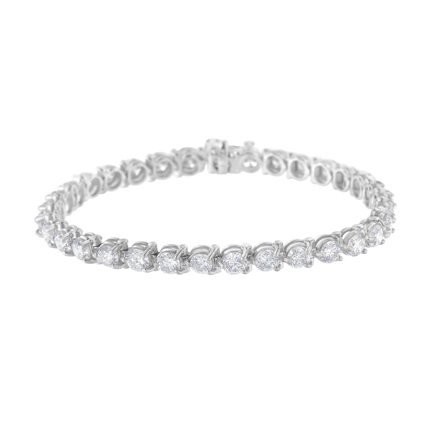 Igi Certified 10.0 Cttw Round-Brilliant Diamond 14K White Gold Martini Style 7" Tennis Bracelet (G-H Color, I1-I2 Clarity)